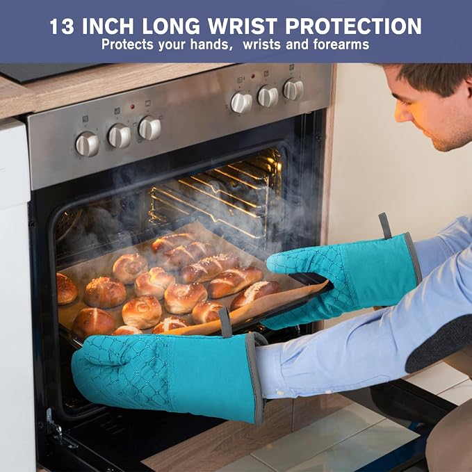 6 Pcs Oven Mitts and Pot Holders, 500℉ Heat Resistant Oven Mitts - Image 4