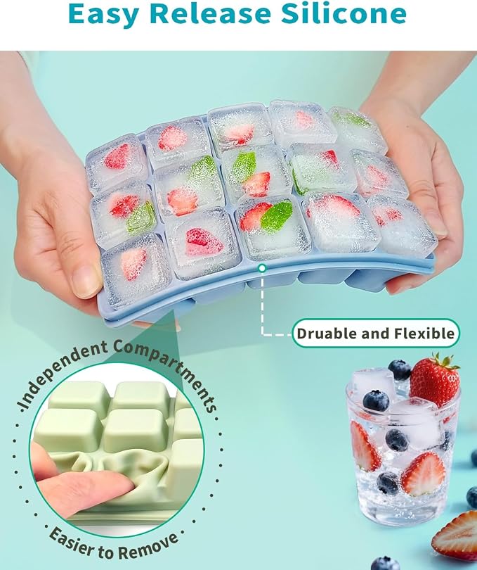 Silicone Ice Cube Tray with No-Spill Lid - Image 2