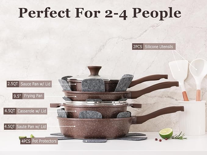 SENSARTE Nonstick Cookware Set 13-Piece, Healthy Pots and Pans Set Kitchen - Image 2