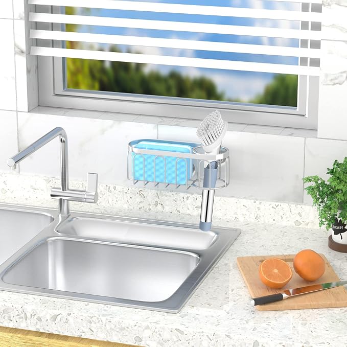 2-in-1 Sponge Holder for Kitchen Sink, Sink Caddy Kitchen Sink Organizer - Image 5