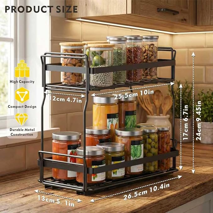 Pull Out Spice Rack Organizer for Inside Kitchen Cabinets, Heavy Duty Slide Out - Image 2