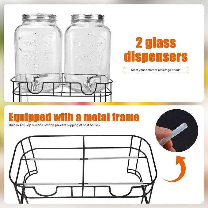 DD&HAPP Glass Drink Dispensers For Parties.1.2 Gallon Beverage Dispensers - Image 3