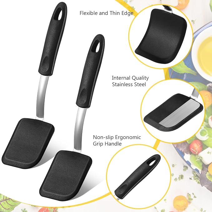 Silicone Cookie Spatula Turner 2 Pack Mini Brownie Spatula Flexible Kitchen - Image 4