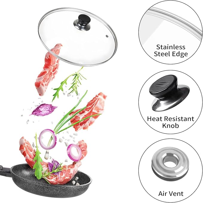 10 Inch Pan Lid, 10 Inch Frying Pan Lids, Tempered Glass Cast Iron Lid - Image 4