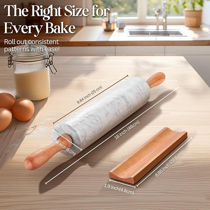 Flexzion Marble Rolling Pin Heavy Nonstick Stone Dough Roller - Image 6