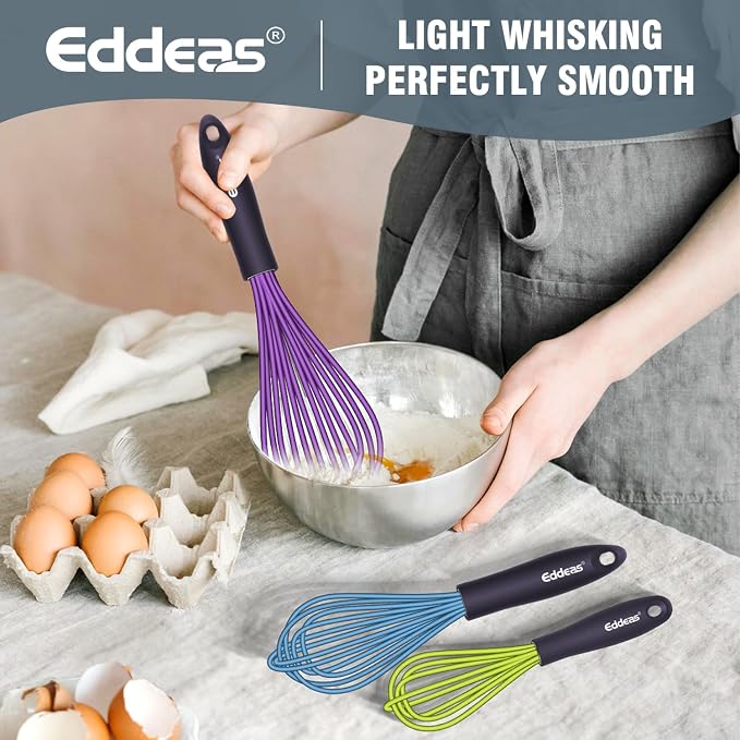 Eddeas Silicone Whisk, 500°F Heat Resistant Non Scratch Coated Whisks - Image 8