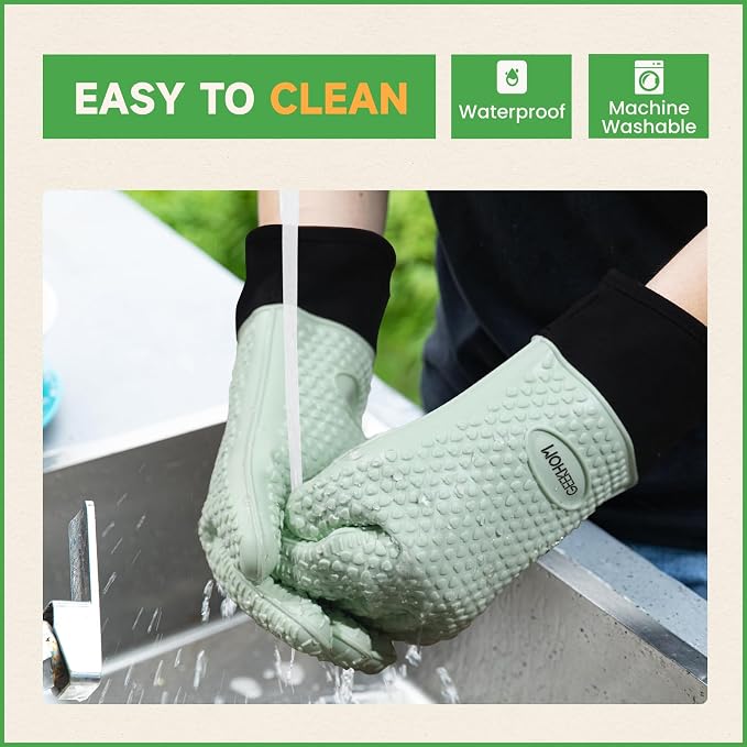 GEEKHOM BBQ Gloves Heat Resistant Oven Mitts - Image 3