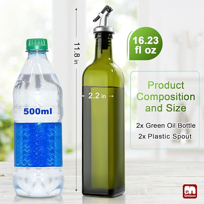 GMISUN Olive Oil Dispenser Bottle 2 Pack, Olive Oil Dispenser - Image 2