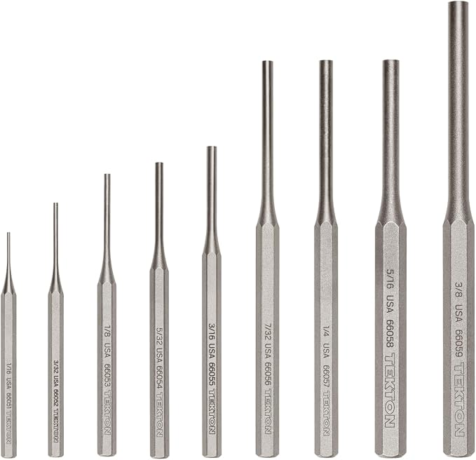 TEKTON Pin Punch Set, 9-Piece | PNC92001 | Made in USA by TEKTON