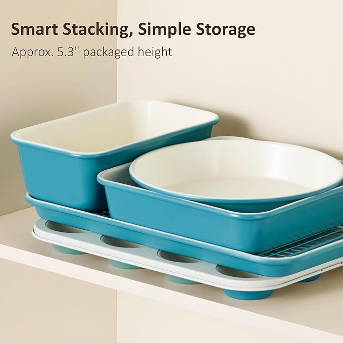 CAROTE 6-Piece Ceramic Baking Pans Set, Aluminized Steel Bakeware Sets - Image 6