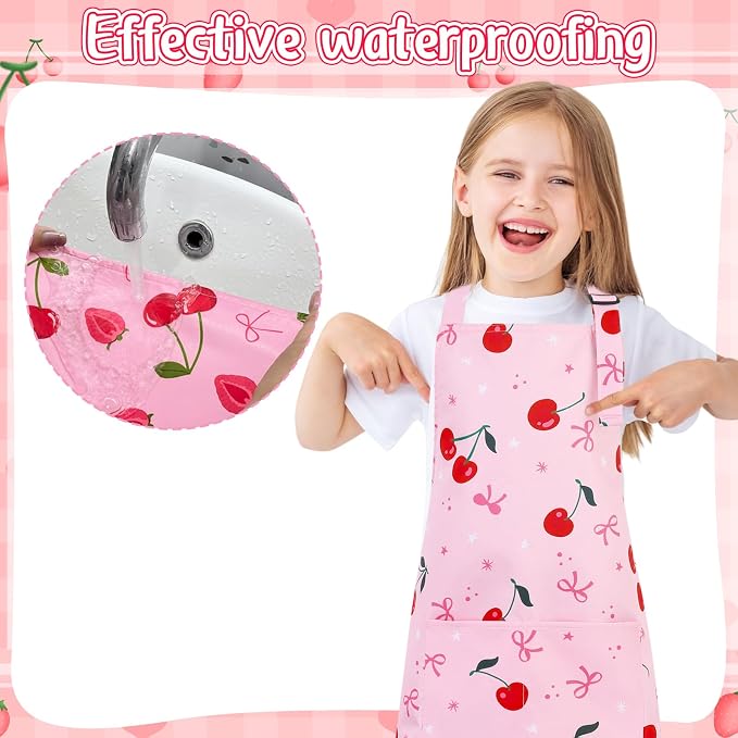 2 Pack Kids Apron, Cute Cooking Aprons, Waterproof Art Apron - Image 4