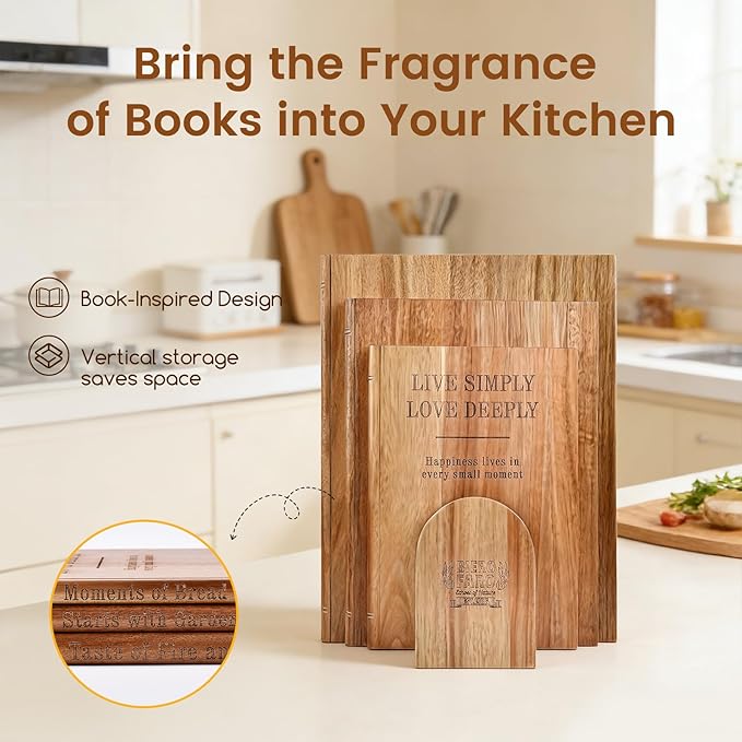 Book cutting board Set of 3, Acacia Wood Chopping Board - Image 2