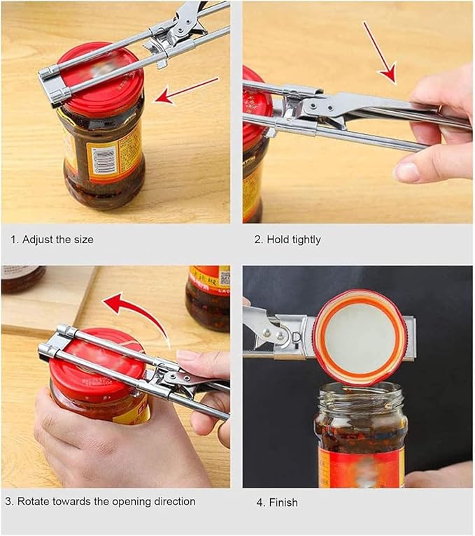 Master Jar & Bottle Opener, Adjustable Multifunctional Stainless Steel Can - Image 5