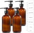 GMISUN Amber Glass Soap Dispenser, 4 Pack Bathroom Hand Soap Dispensers by GMISUN