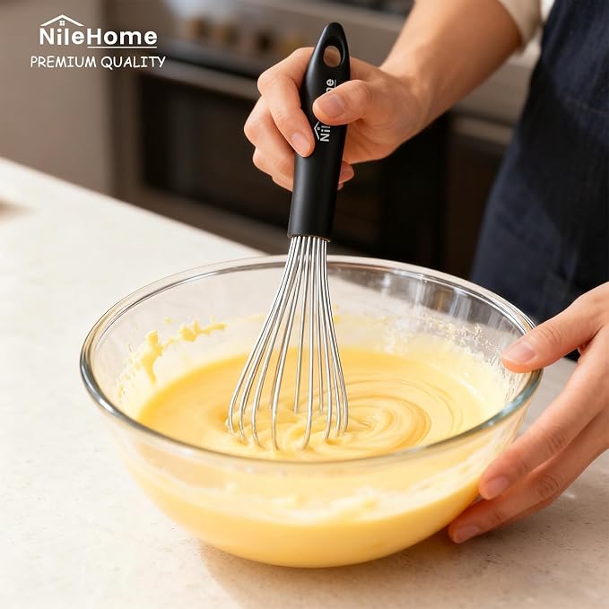 NileHome Silicone Whisk Set 8" 10" Kitchen Whisk Kitchen Wisk Wire Whisks - Image 4