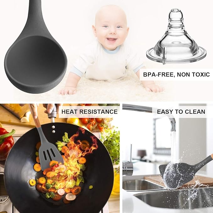 MIBOTE 17 Pcs Silicone Cooking Kitchen Utensils Set - Image 6