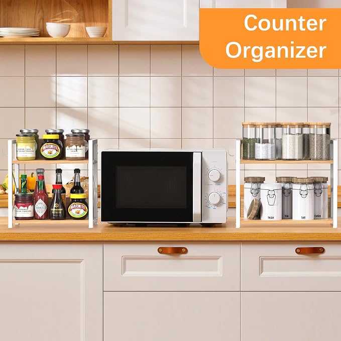 RUILALIFE Kitchen-Countertop-Organizer-Shelf, 2 Tier Coffee Bar Station - Image 2