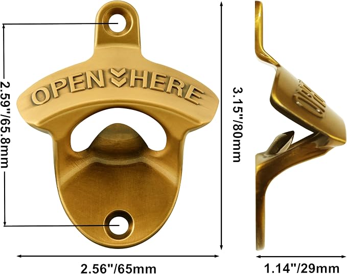 Aintque Gold Bottle Opener Wall Mounted Stainless, Mountable Beer Cap Opener - Image 5