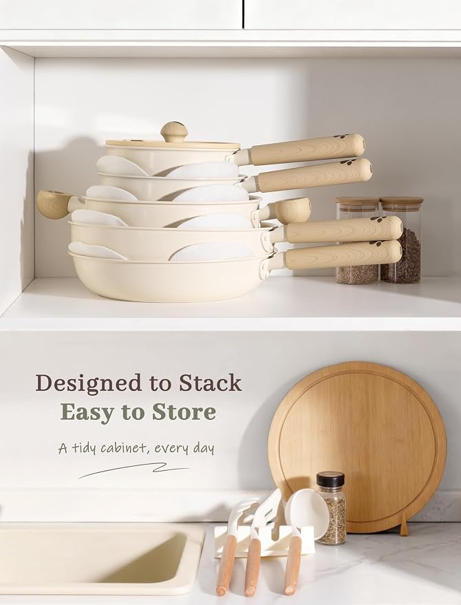 Astercook Pots and Pans Set Non Stick, Ceramic Cookware Set Non Toxic - Image 7