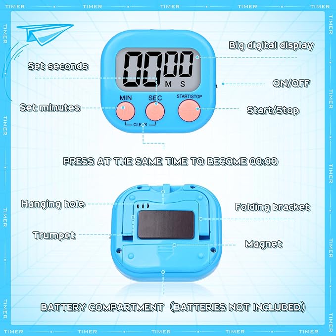 Mwellewm Kitchen Timer 6 Packs Digital Timers - Image 8