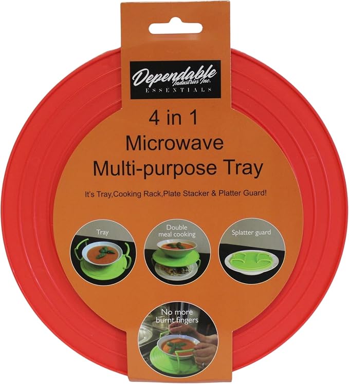 Microwave Multipurpose 4 in 1 Tray Stand Rack Splatter Guard Carry Tray - Image 4