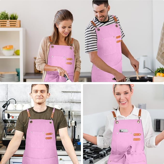 OUNLEN Chef Apron for Men Women Canvas Aprons - Image 6