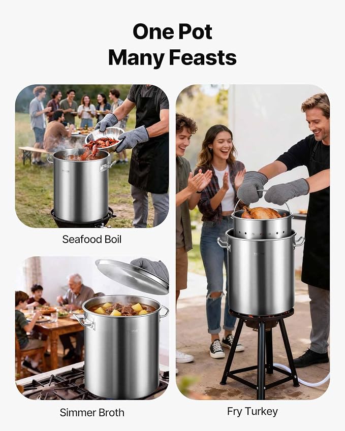 VEVOR Stainless Steel Stockpot, 42 Quart Large Cooking Pots, Cookware Sauce Pot - Image 7