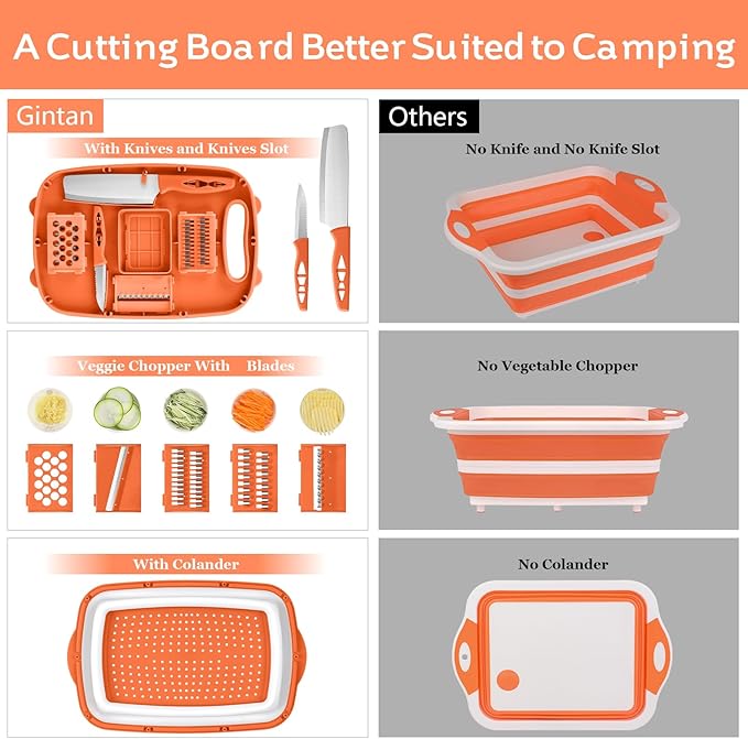 Gintan Camping Cutting Board, 9-in-1 Collapsible Chopping Board - Image 3