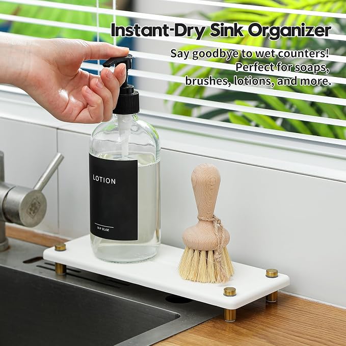 Razborci Water Absorbing Stone Sink Caddy Kitchen Sink Organizer Tray, - Image 2