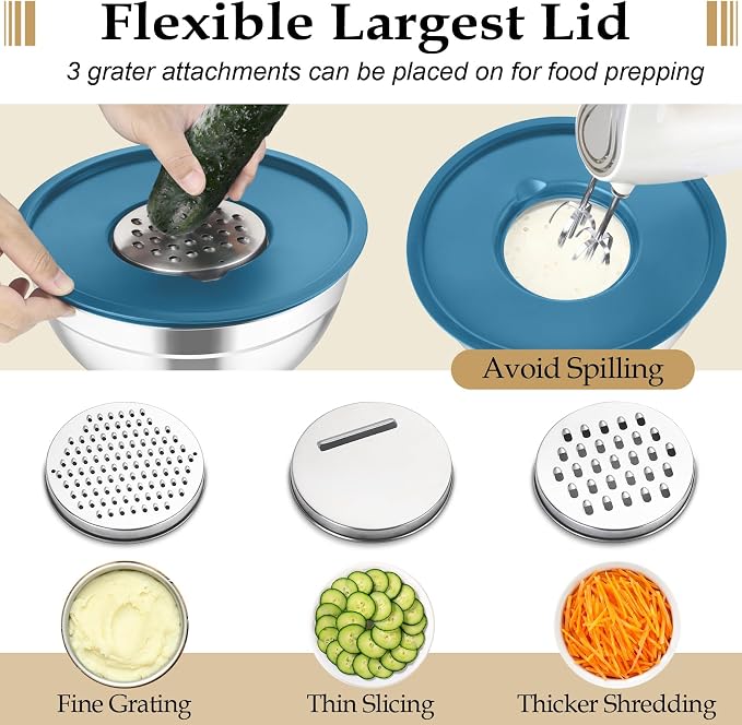 TeamFar Mixing Bowls with Lids Set, - Image 4