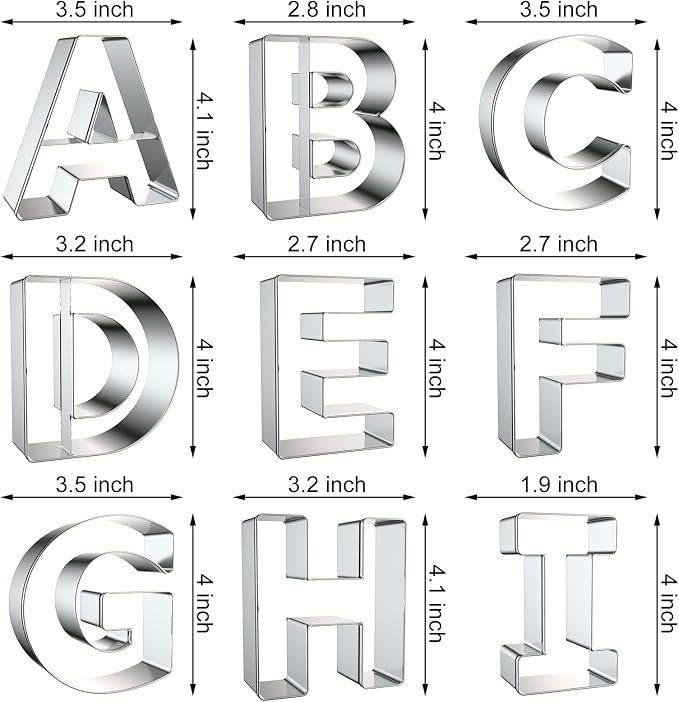 4 Inch Alphabet Letter Cookie Cutter Set - Image 2