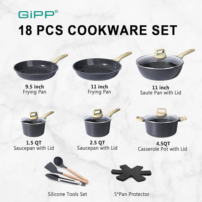 GiPP Ceramic Pots and Pans Set Non Stick - Image 2