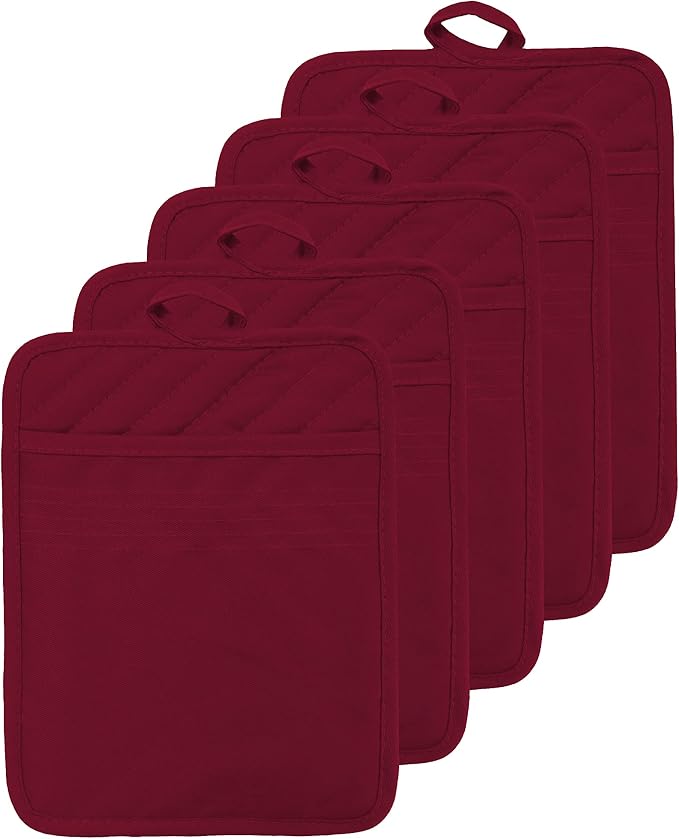 Oven Pot Holder with Pocket Cotton Heat Resistant Coaster Potholder Kitchen Hot by VEIKERY