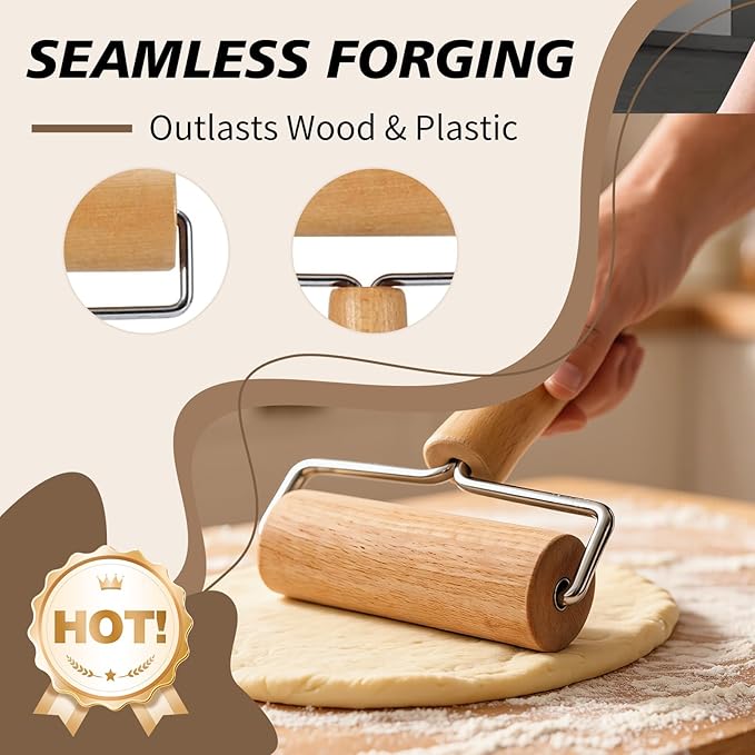 Pizza Rolling Pin Small Rolling Pin Wooden Dough Roller Non Stick Pizza Dough - Image 3