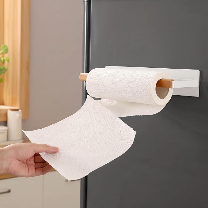 KES Magnetic Paper Towel Holder, Wood & Metal Paper Towel Roll Holder, - Image 9