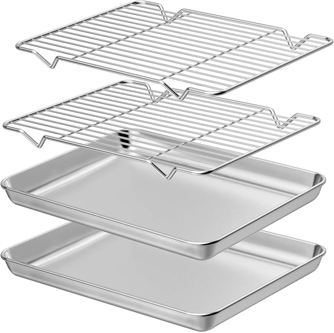 Wildone Baking Sheet with Rack Set, Stainless Steel Cookie Pan baking Tray with by Wildone