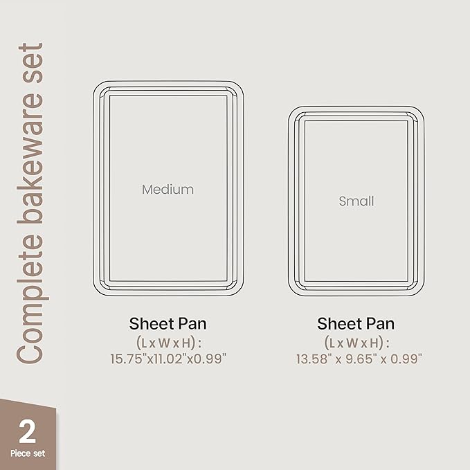 Diamond Bottom Cookie Sheet Set of 2, Nonstick Gold Carbon Steel Baking Pans - Image 2