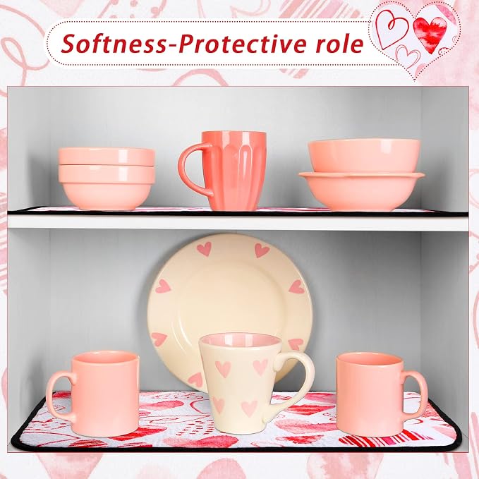 Breling Valentine's Day Dish Drying Mat Valentine Kitchen Dry Mat Absorbent - Image 7