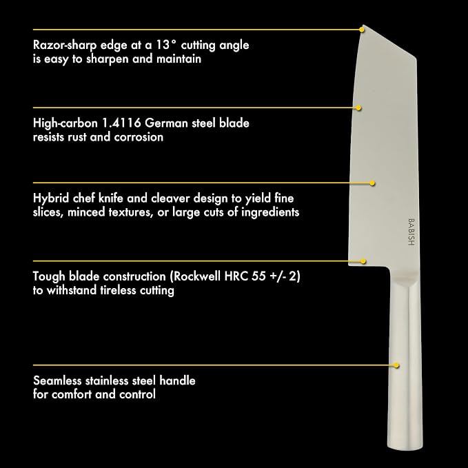 Babish 7.5-Inch Clef Knife – High-Carbon 1.4116 German Steel Kitchen Knife - Image 3