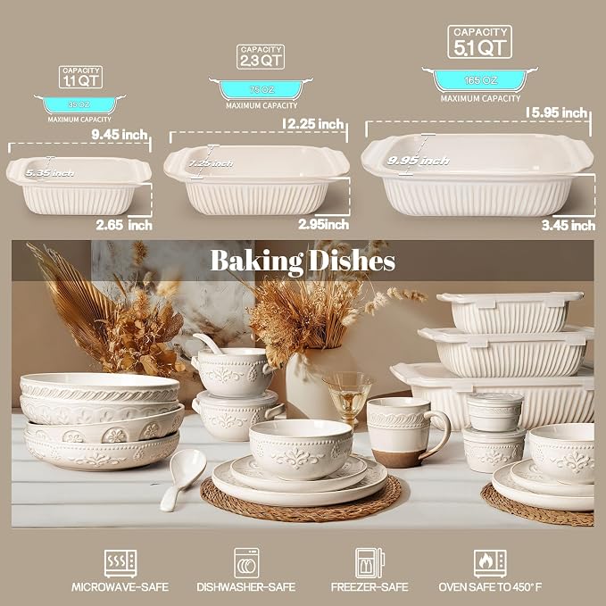 Artena Casserole Dishes For Oven, Ceramic Baking Dish, Large Lasagna Pan - Image 7