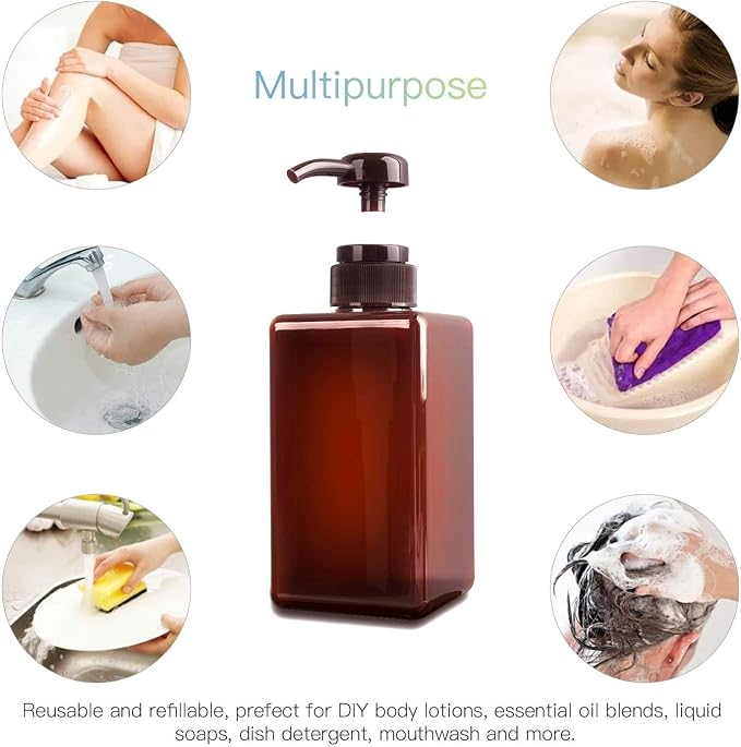 Pump Bottle, Refillable Plastic Empty Lotion Soap Dispenser Liquid Container - Image 4
