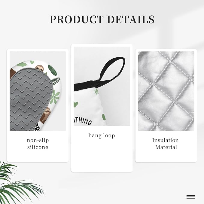 Sloth Gifts for Women, Funny Sloth Oven Mitt & Pot Holder Set, Heat Resistant - Image 3