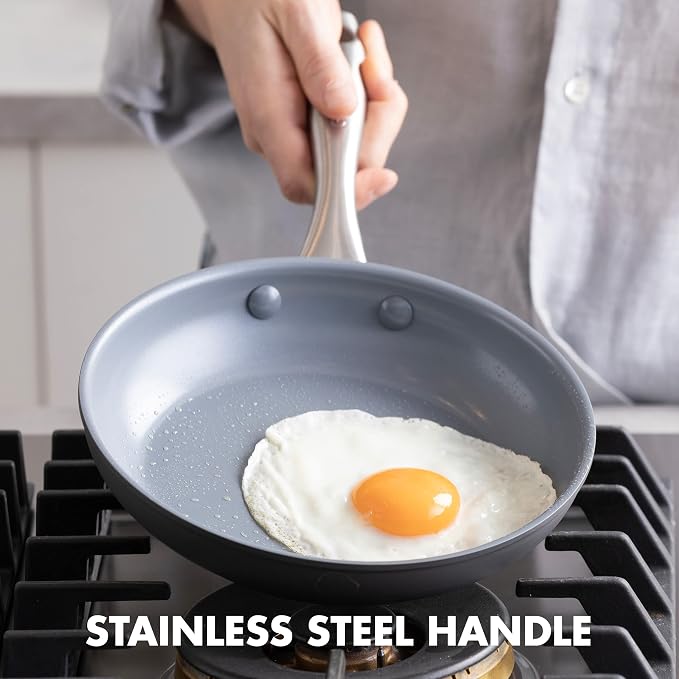 GreenPan Lima Hard Anodized 10" Frying Pan Skillet, Wood Spatula, Ceramic - Image 4