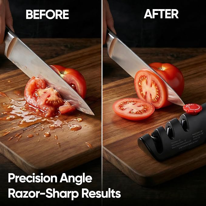 USELUCK Knife Sharpener, 6 Adjustable Sharpening Angles, Diamond-Coated Ceramic - Image 2