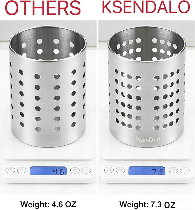 KSENDALO Small Stainless Steel Utensil Holder, SUS304 Silverware Utensil Drying - Image 5
