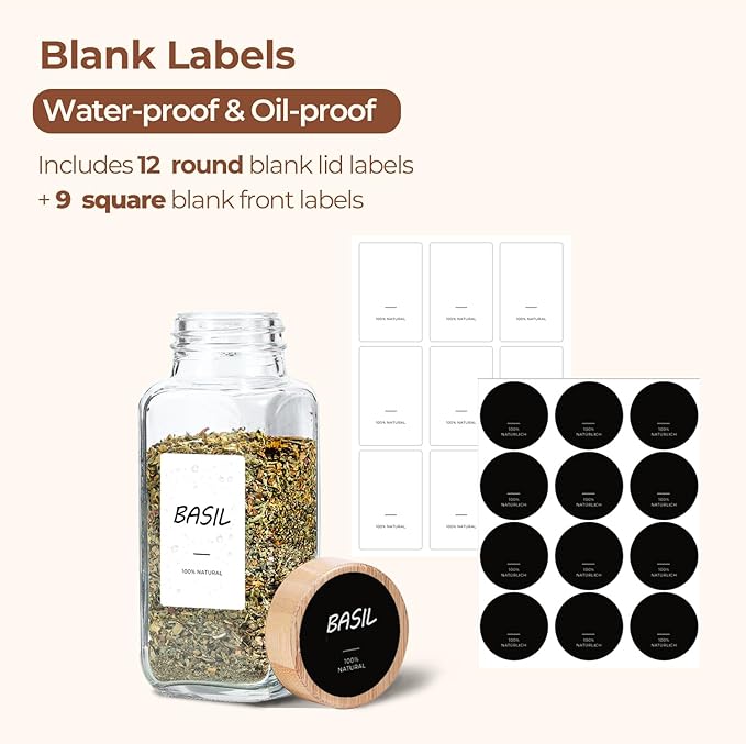 ComSaf 8 oz 6Pcs Glass Spice Jars - Image 2