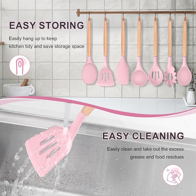P&P CHEF Silicone Cooking Utensils Set, 8-Piece Kitchen Cooking Utensil - Image 7
