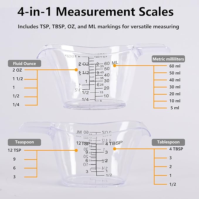 4 Pack Small Measuring Cups, 2oz/60ml Mini Measuring Cup - Image 3