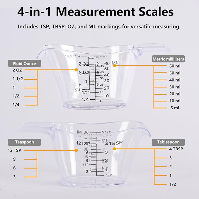 2 Pack Small Measuring Cups, 2oz/60ml Mini Measuring Cup - Image 3