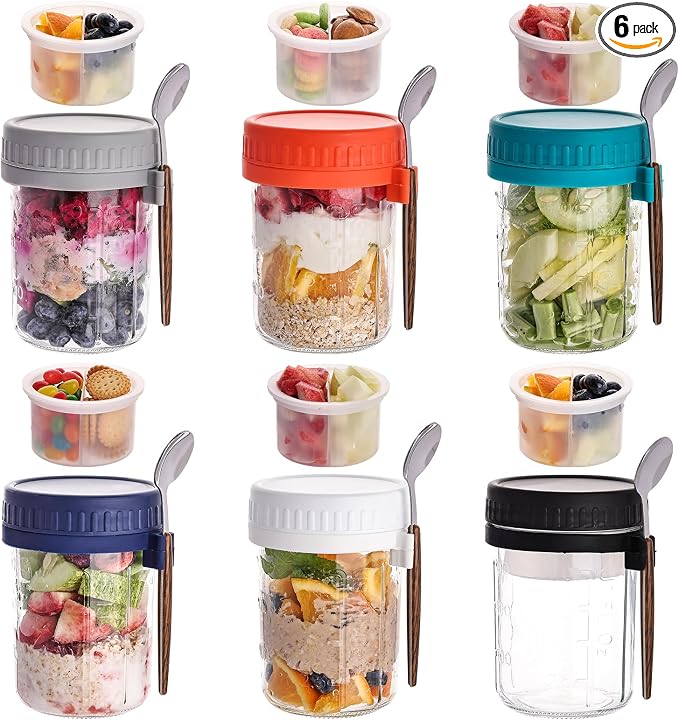 6 Pack Overnight Oats Containers by Wells